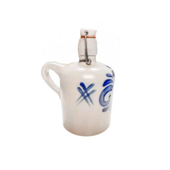 Antique Schilz Glazed Blue Stoneware Bottle with Stopper-Primitive - Picture 3 of 7